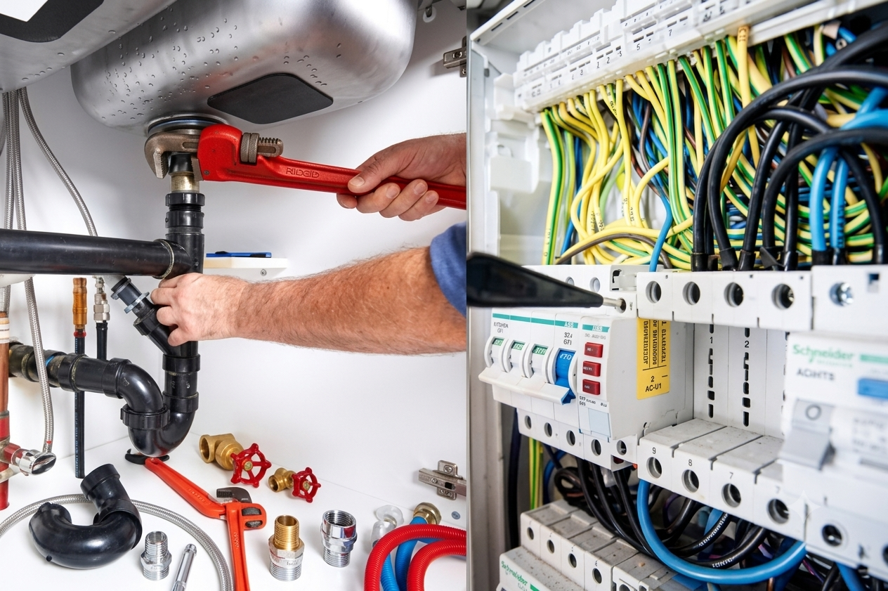 Commercial electrical installation and facility plumbing grid maintenance